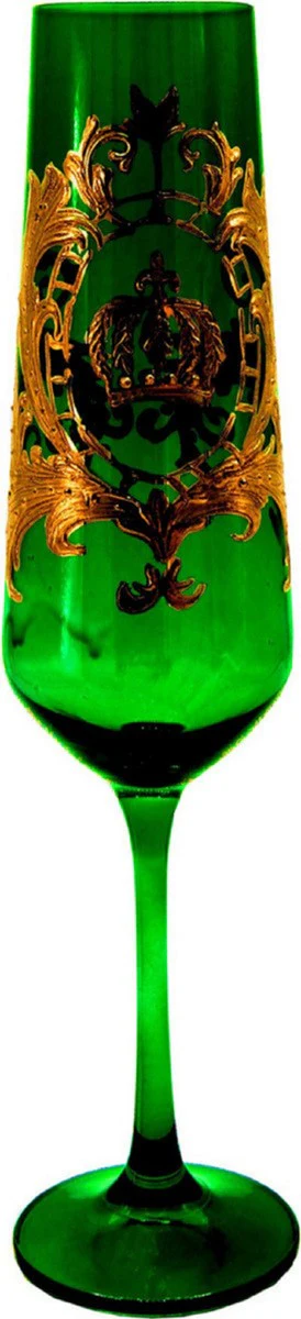 Pompöös by Luxus Champagne glass set Bordeaux red / dark green / royal blue Ø 6 x H. 25 cm - Champagne glasses with 24 carat gold plating - Pompöös glasses designed by Harald Glööckler