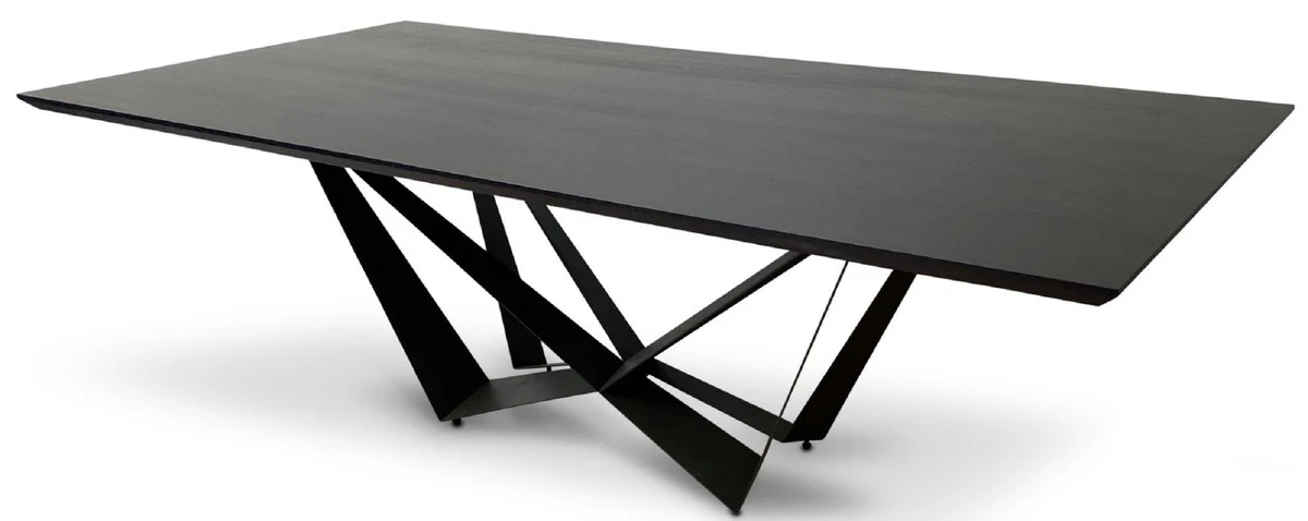 Luxury dining table black 240 x 120 x H. 76 cm - Rectangular kitchen table with oak veneer table top - Luxury dining room furniture