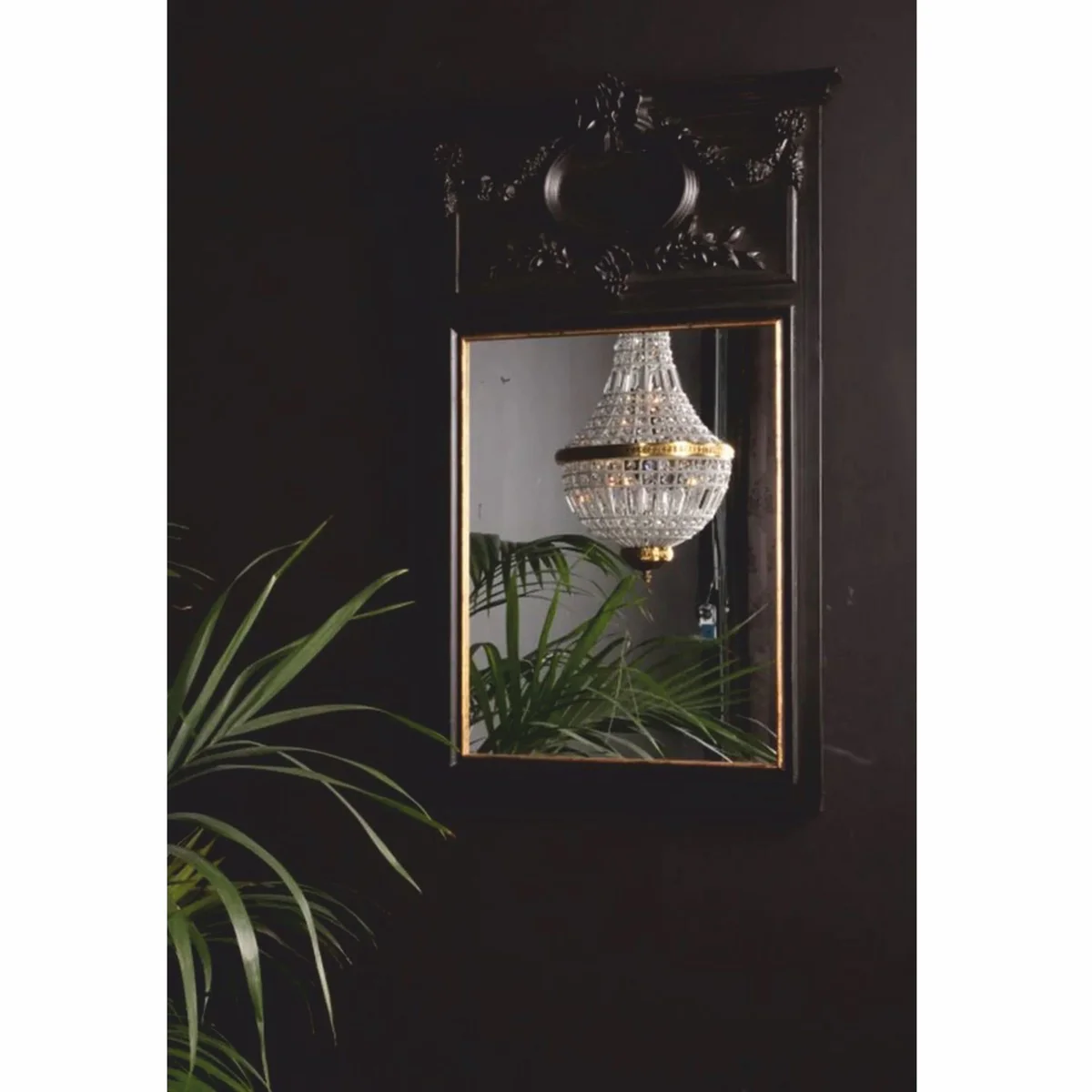 Barock Spiegel Schwarz H. 102 cm - Barockstil Möbel