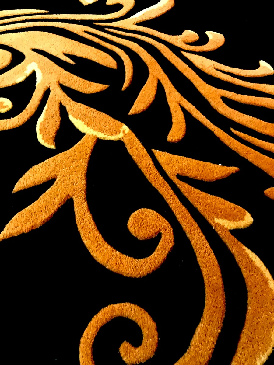 Pompöös by luxury carpet by Harald Glööckler 200 x 290 cm crown black / gold - baroque design carpet - hand-woven from wool