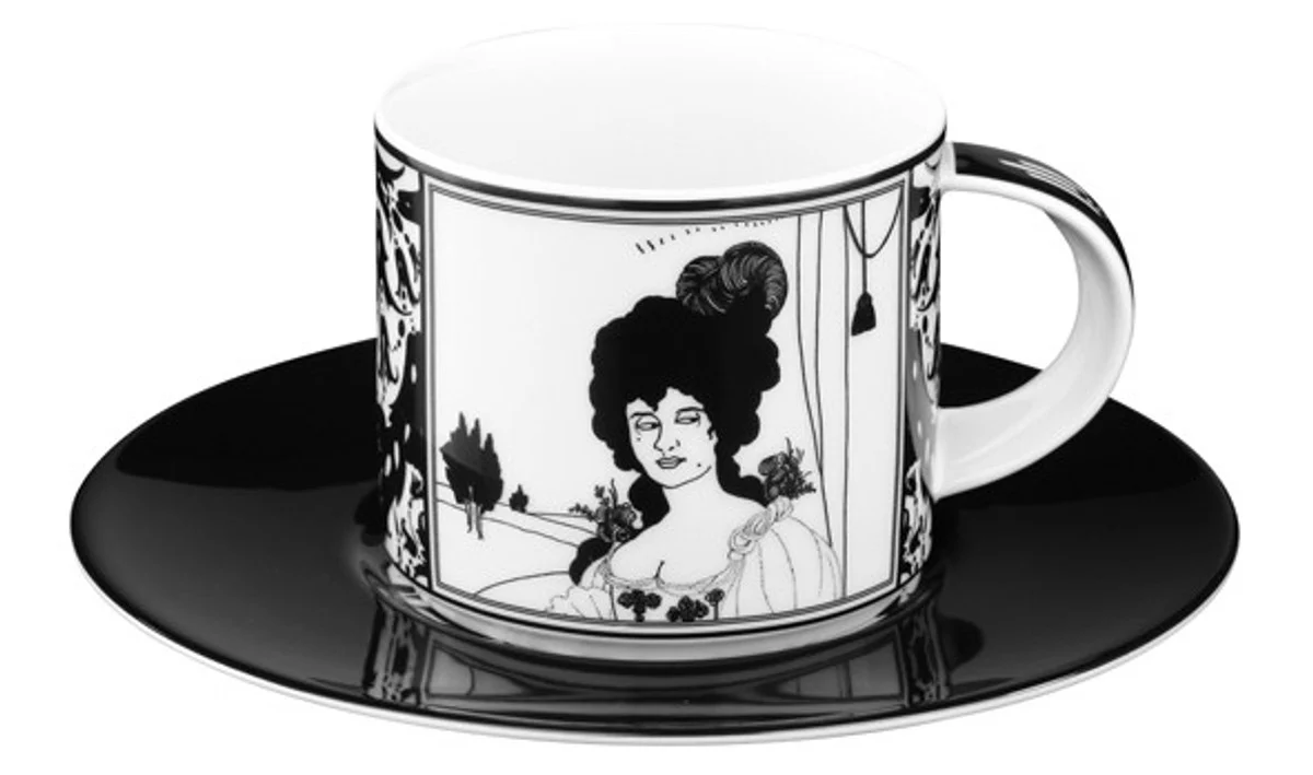 Handcrafted porcelain coffee cup with a motif of Audrey Beardsley Portrait 0.21 liters - finest quality from the Tettau porcelain factory - beautiful cup