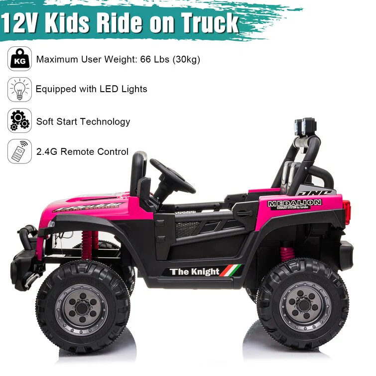 Ride On Truck Dual Drive 12V 4,5A.H mit 2,4G Fernbedienung Geländewagen Pink