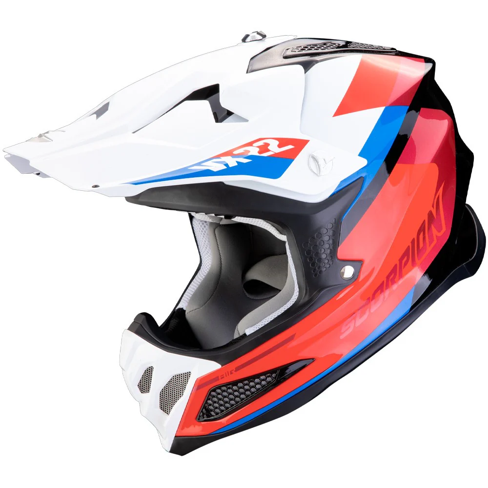 CASCO CROSS SCORPION VX-22 BETA - NEGRO / ROJO / BLANCO