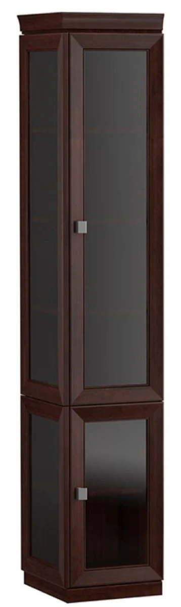 Luxury living room cabinet dark brown / gray 45.4 x 44.2 x H. 225.6 cm - display cabinet with 2 glass doors