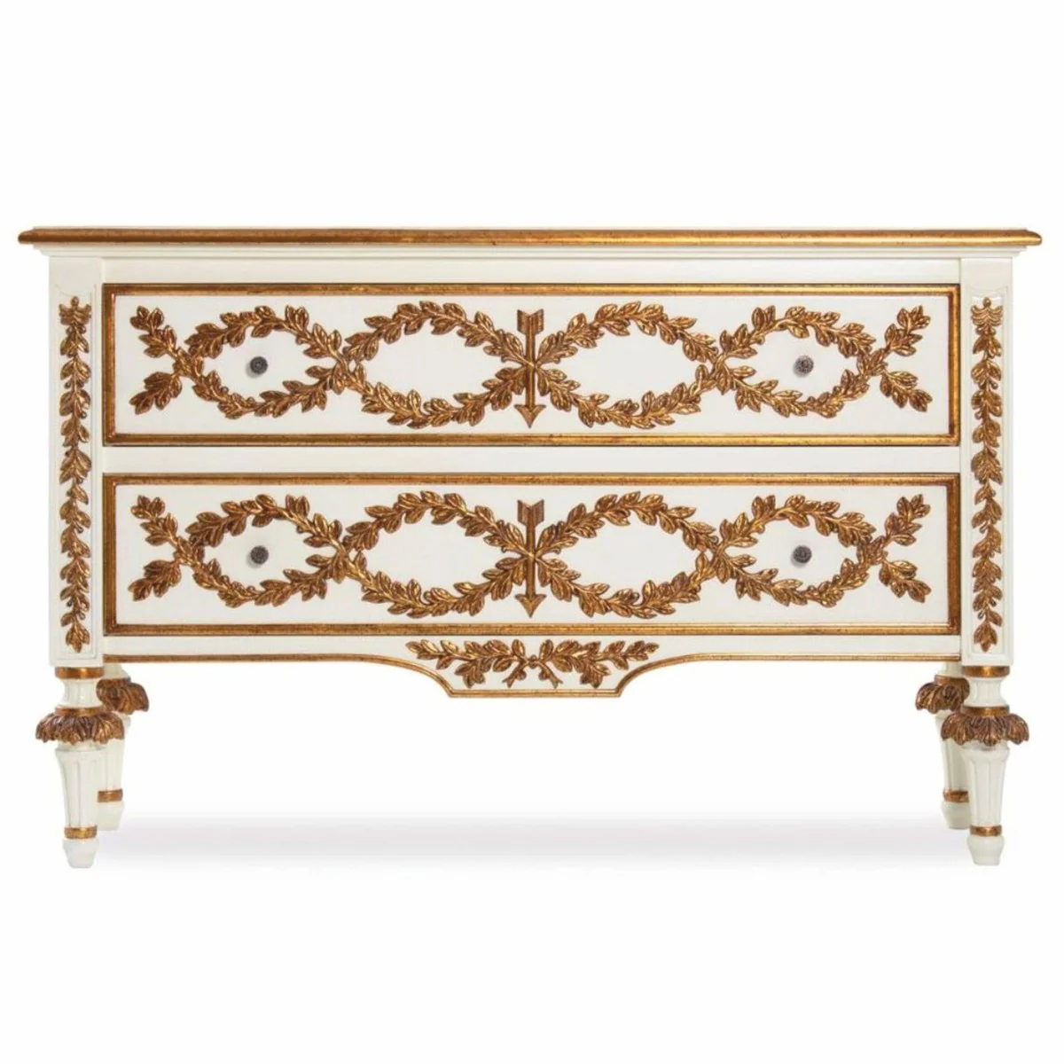 Luxury Baroque chest of drawers ivory / gold 135 cm - Baroque furniture