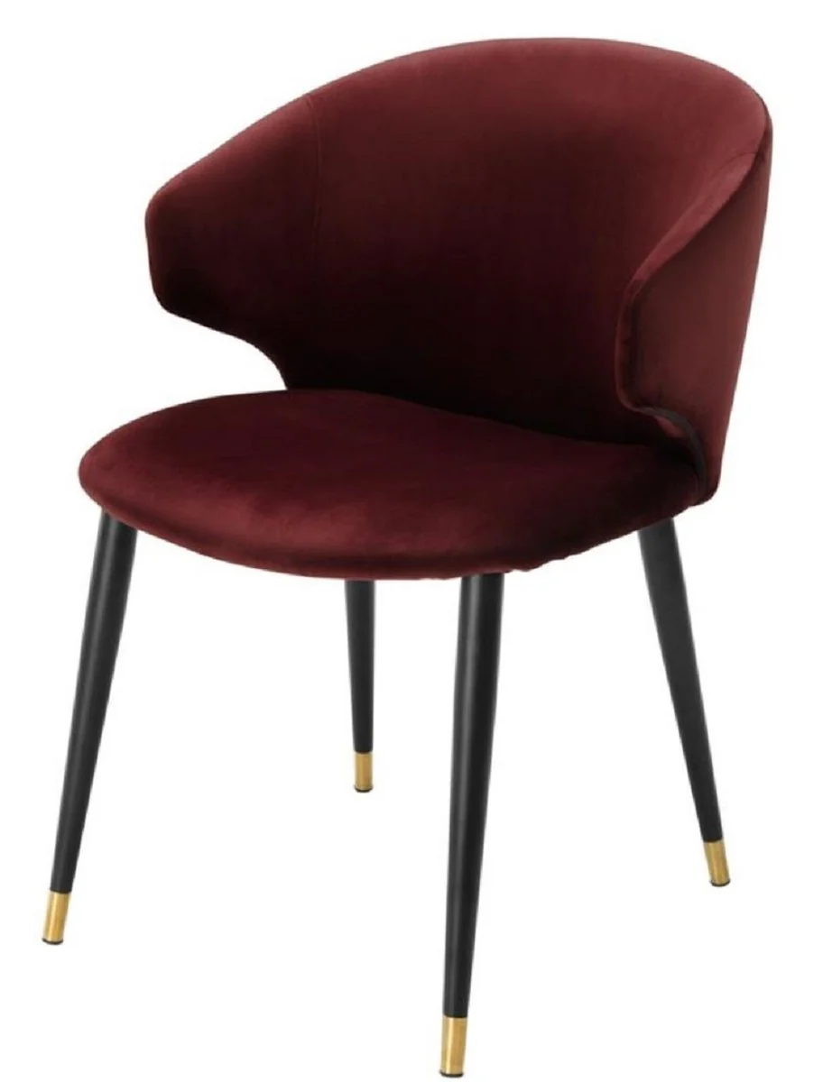 Luxury dining room chair with armrests Dark burgundy / black / gold 57 x 66 x H. 83 cm - Dining room furniture