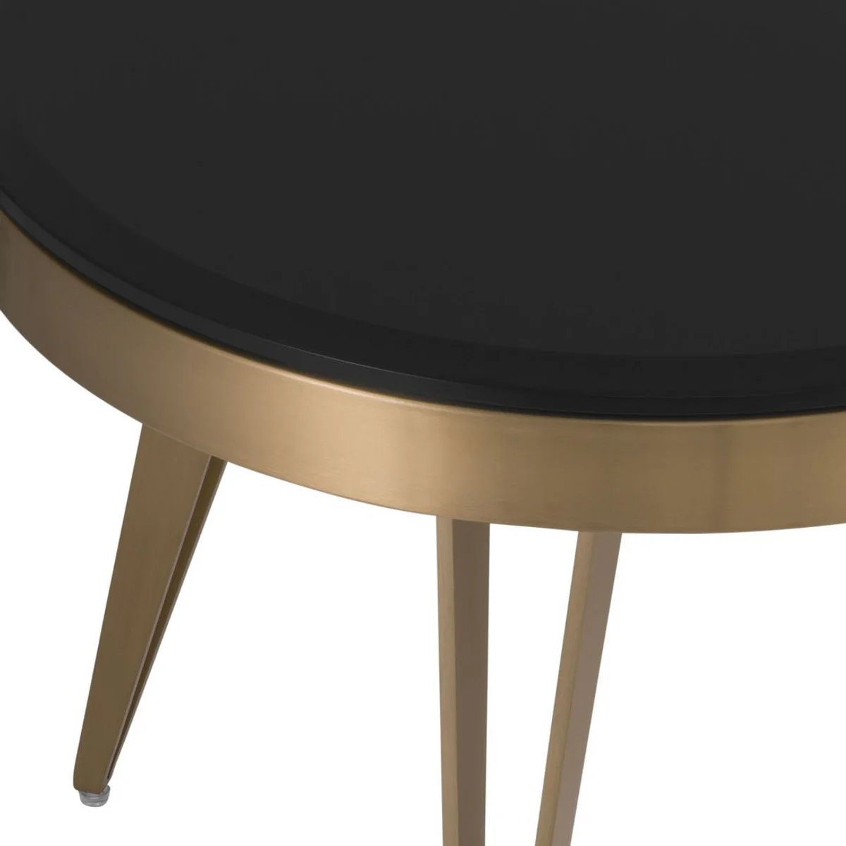 Luxury side table brass / black Ø 60 x H. 45 cm - Round stainless steel table with glass top - Living room furniture - Luxury furniture