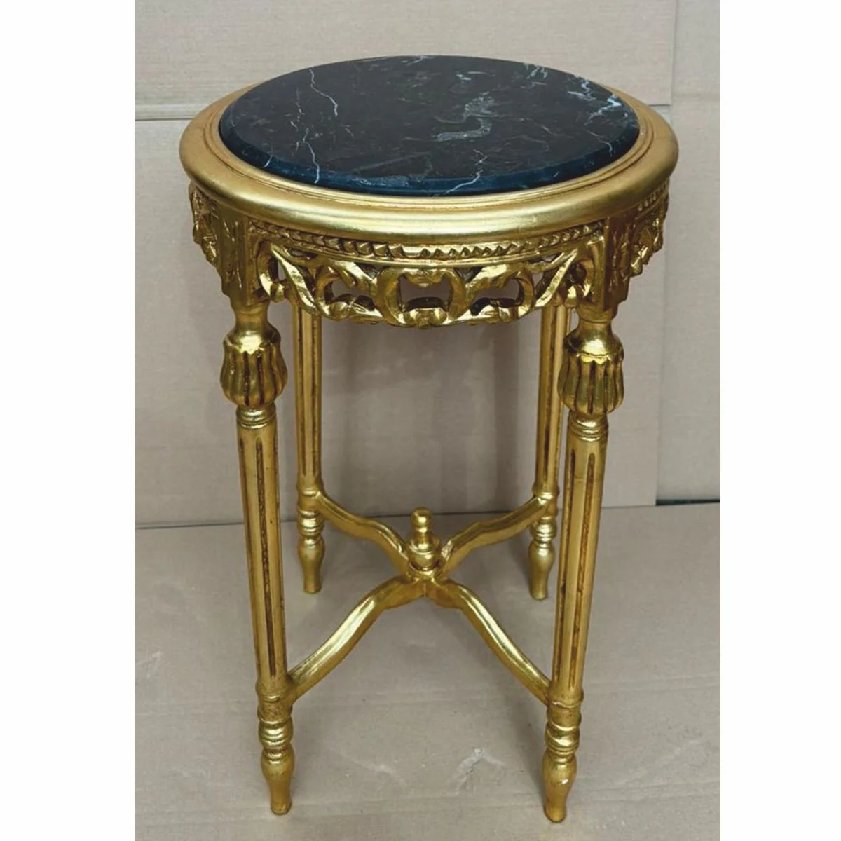 Baroque side table gold / black Ø 45 x H. 72 cm - Baroque furniture