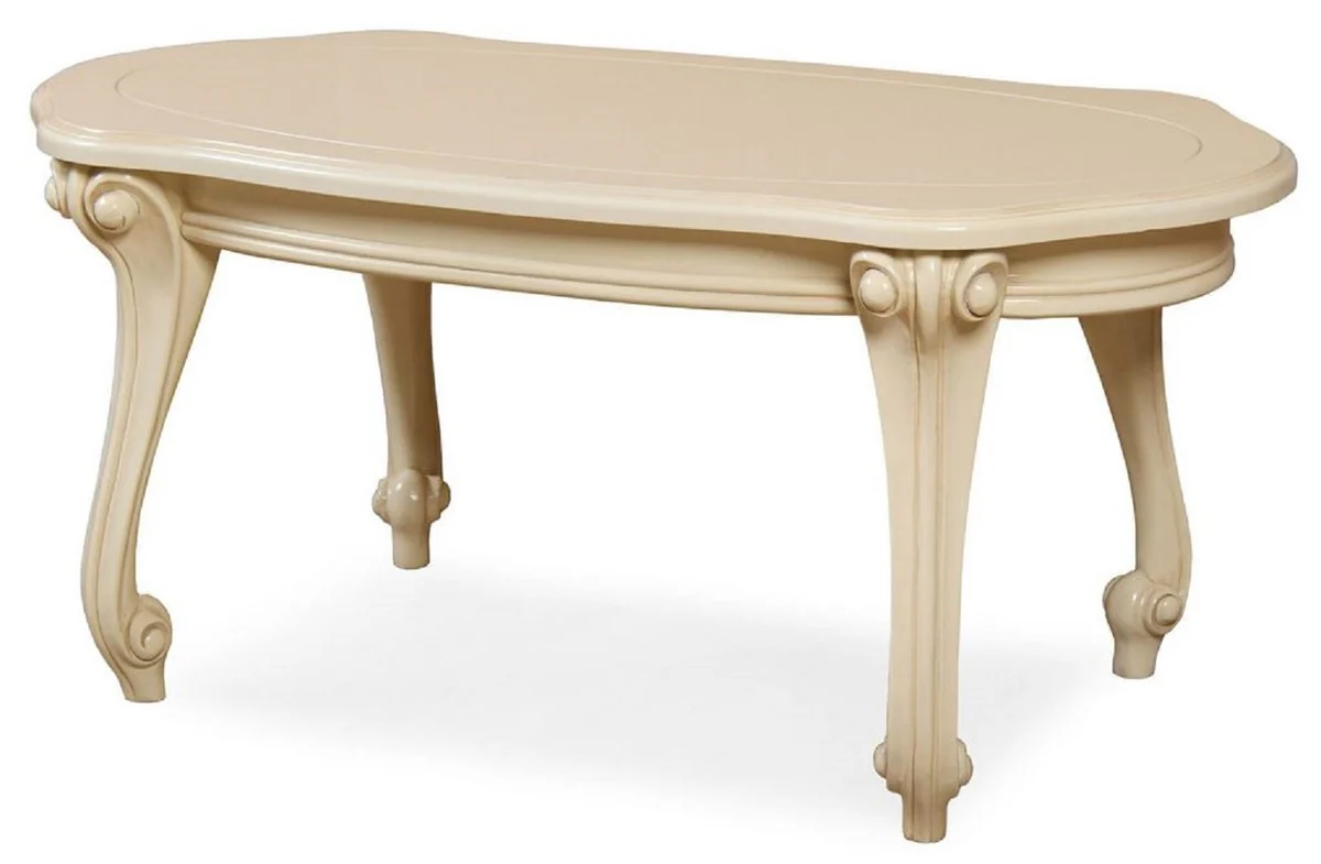 Luxury Baroque Coffee Table Cream - Handcrafted Solid Wood Living Room Table in Baroque Style - Luxury Living Room Furniture in Baroque Style - Baroque Furniture - Noble & Magnificent