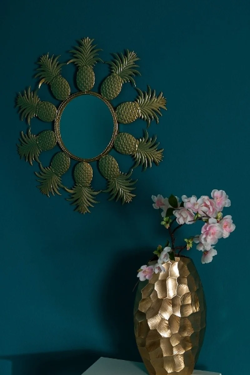 Designer mirror / wall mirror in pineapple design gold Ø 50 cm - designer furniture