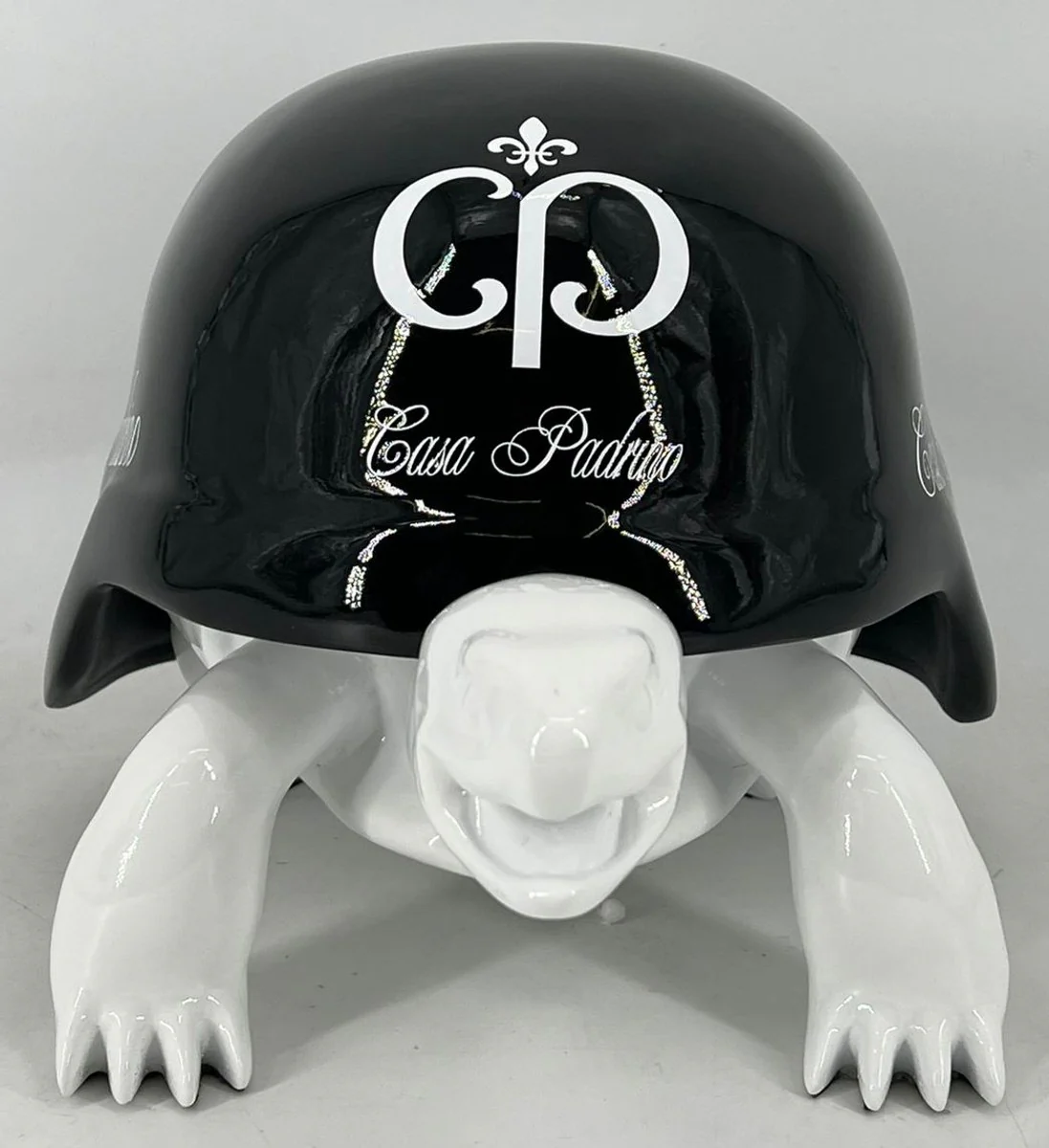 Luxus Deko Figur Schildkröte Weiß / Schwarz 40 cm - Deko Accessoires