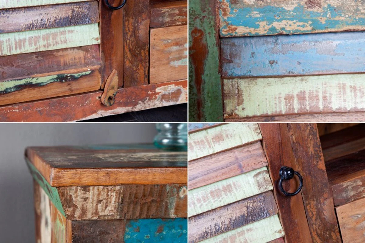 Designer sideboard multicolored W.150 x H.60 x D.40 - TV cabinet - chest of drawers - handmade - solid wood