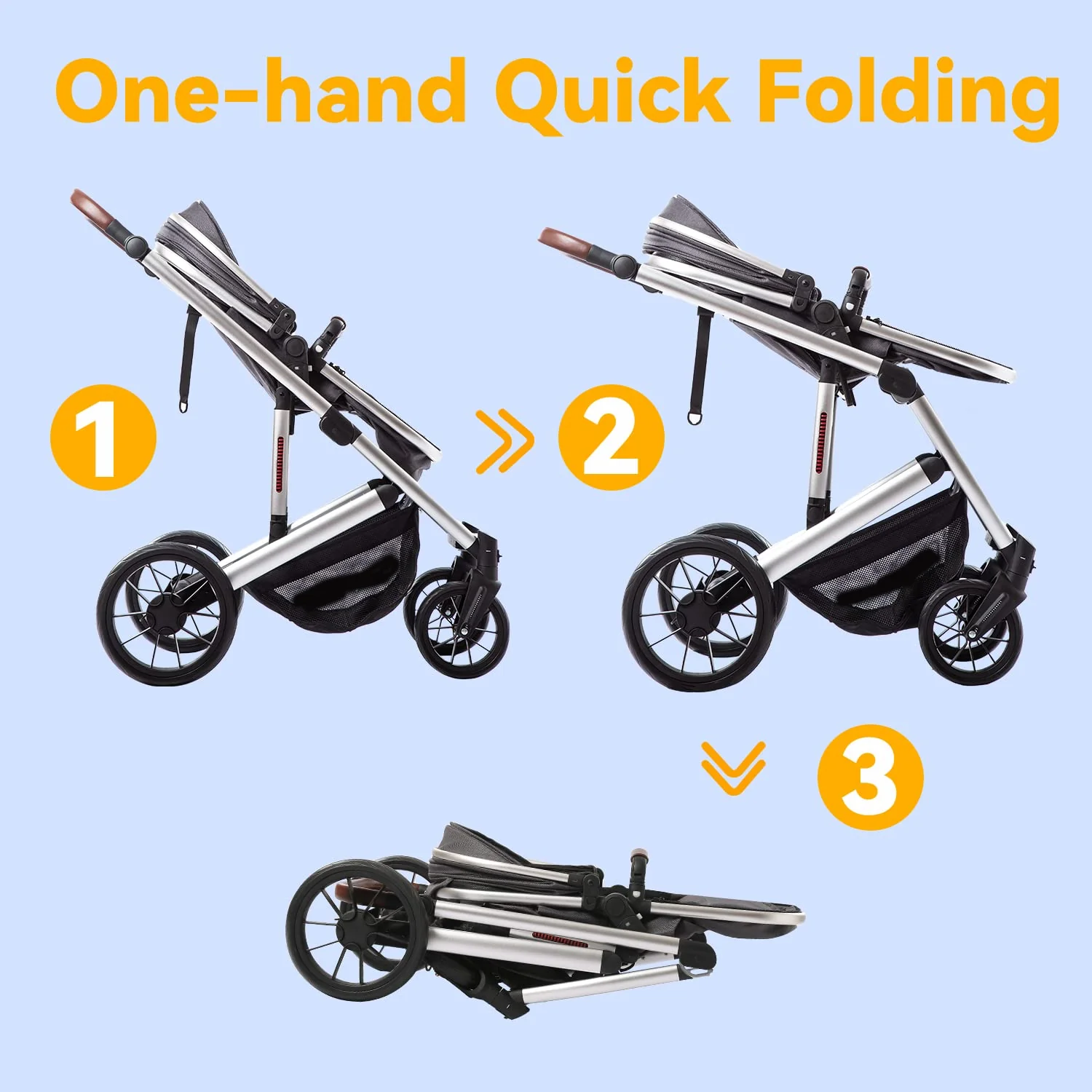 Kinderwagen – 2-in-1-Hochformat-Kabriolett-Kinderwagen mit umkehrbarem Sitz | Faltbarer Kinderwagen aus Aluminiumlegierung, stoßfest, für Kleinkinder im Alter von 0 bis 36 Monaten