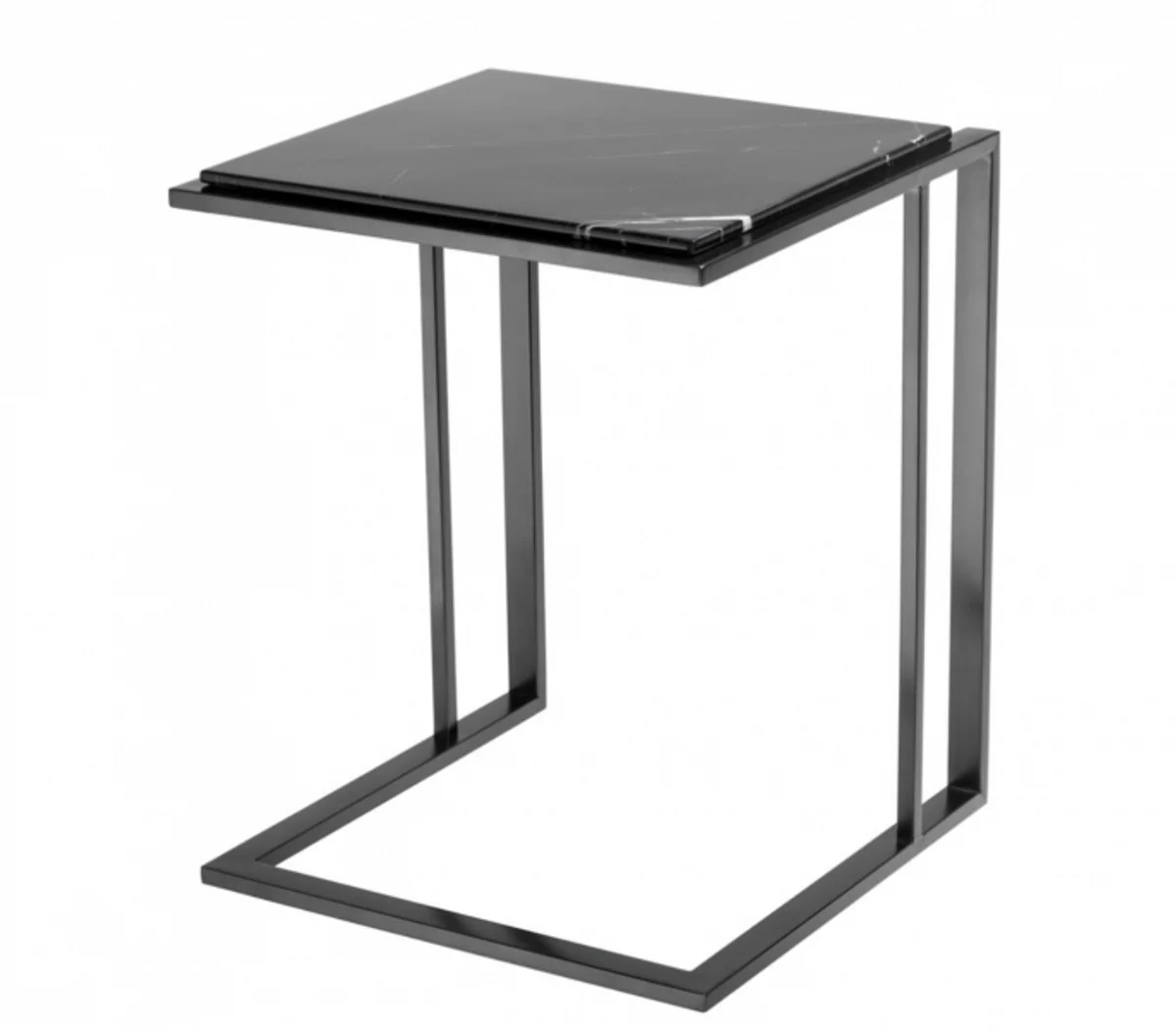 Luxury Art Deco designer side table bronze with black marble top - designer side table furniture