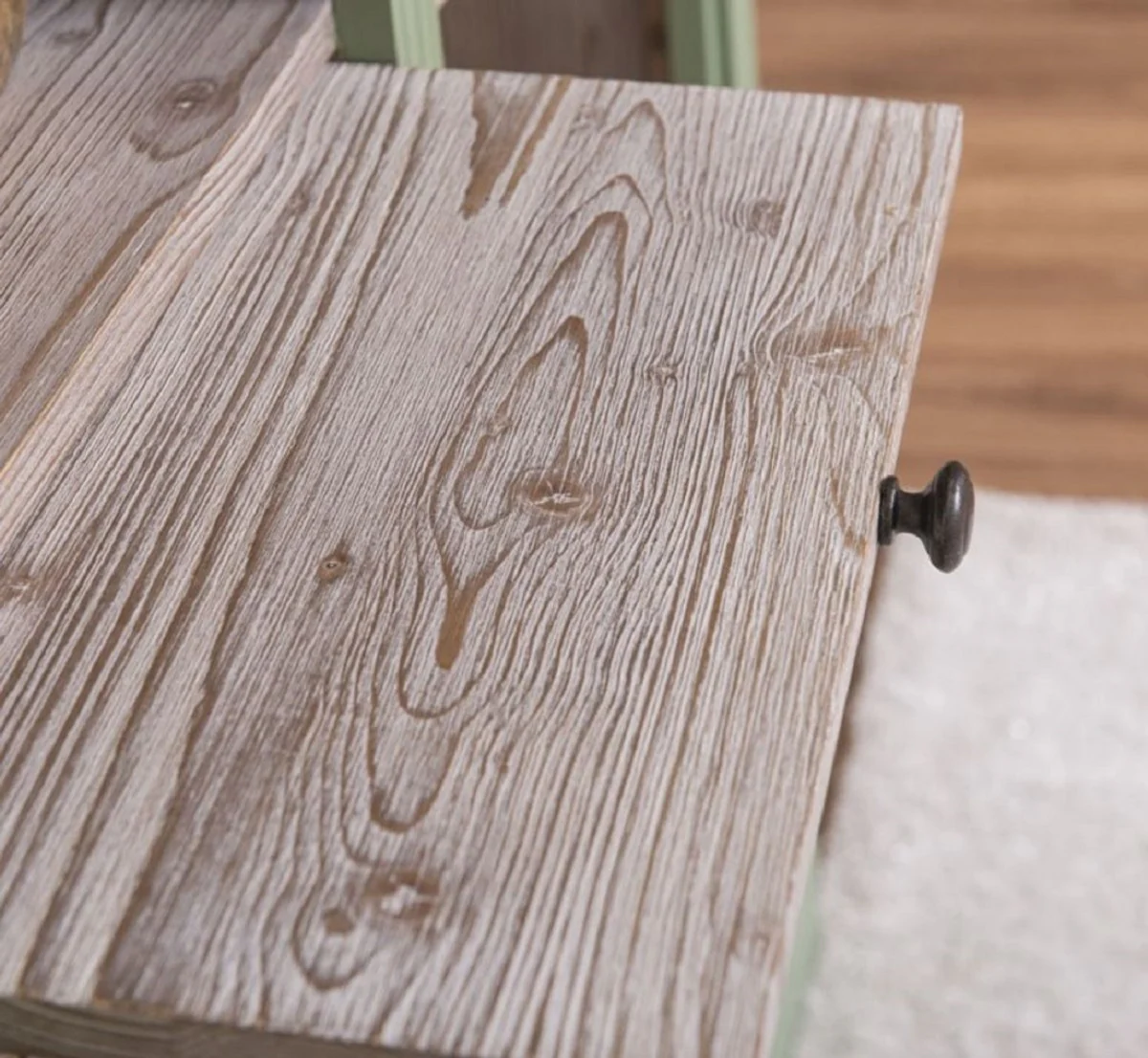 Country house style bookcase green / natural colors 120 x 37 x H. 197 cm - solid wood cabinet - shelf cabinet - living room cabinet - country house style furniture