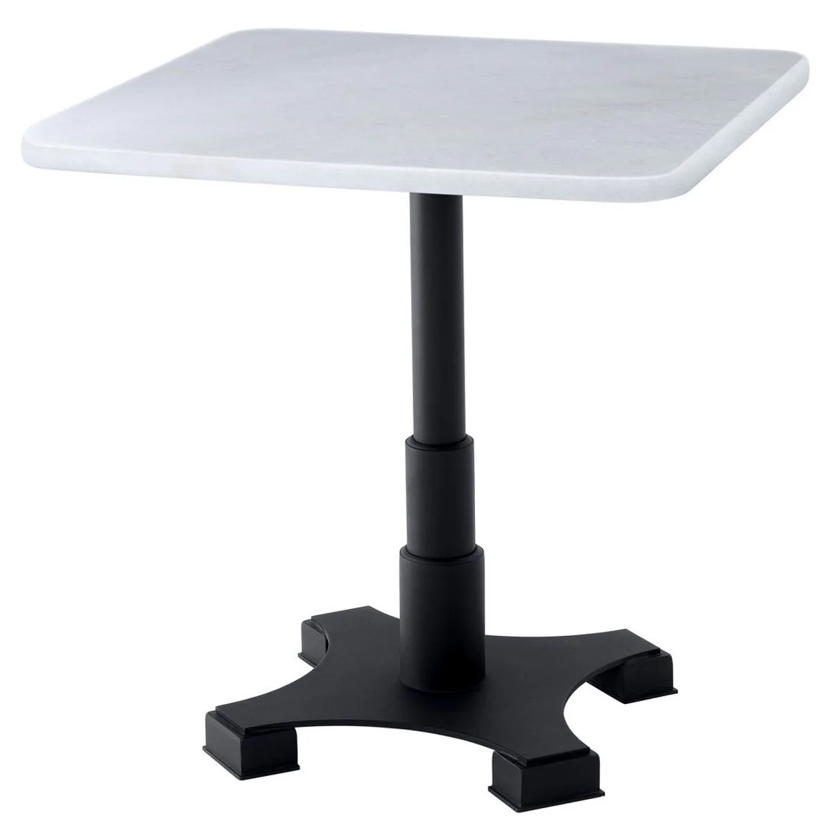 Luxury dining table white / black 75 x 75 x H. 75 cm - kitchen table with square marble top - dining room furniture