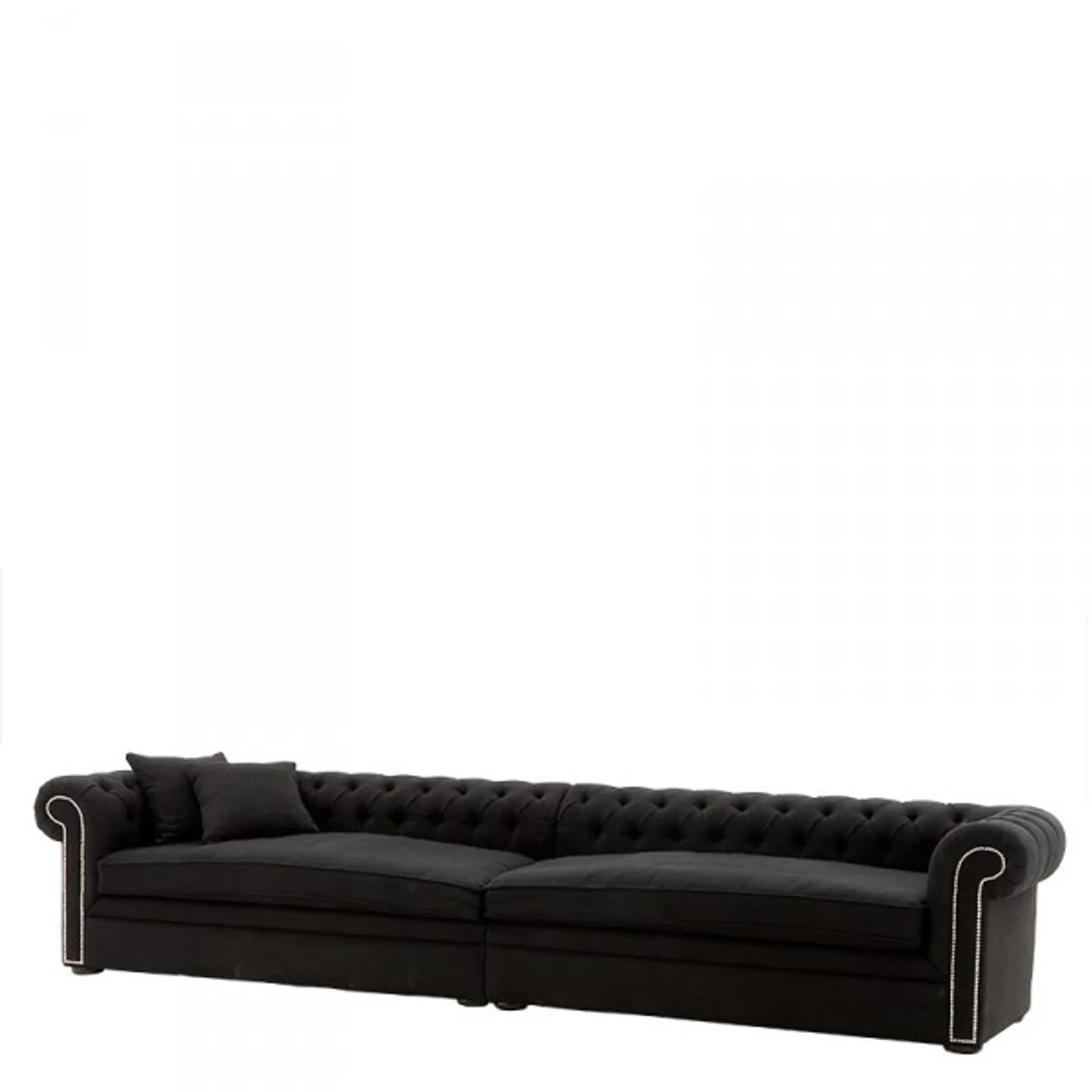Huge Chesterfield Luxury Sofa Black Linen 380cm Length