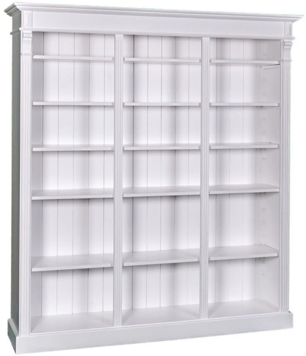 Country house style bookcase white 180 x 39 x H. 197 cm - solid wood cabinet - shelf cabinet - living room cabinet - country house style furniture