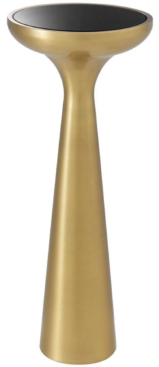 Luxury side table brass / black Ø 29 x H. 71.5 cm - round stainless steel table with glass top - living room furniture