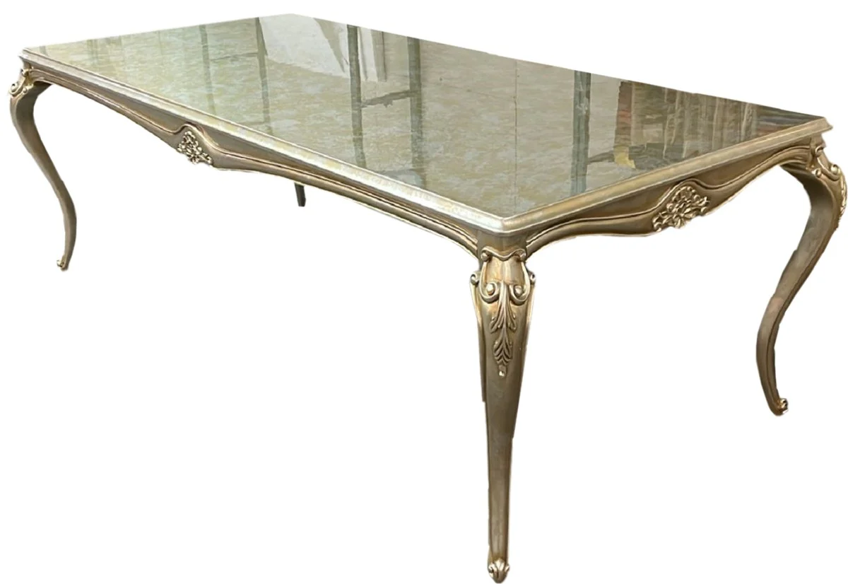 Luxury Baroque Dining Table Silver / Gold - Handmade Solid Wood Dining Room Table - Luxury Dining Room Furniture in Baroque Style - Baroque Furniture - Baroque Furnishings