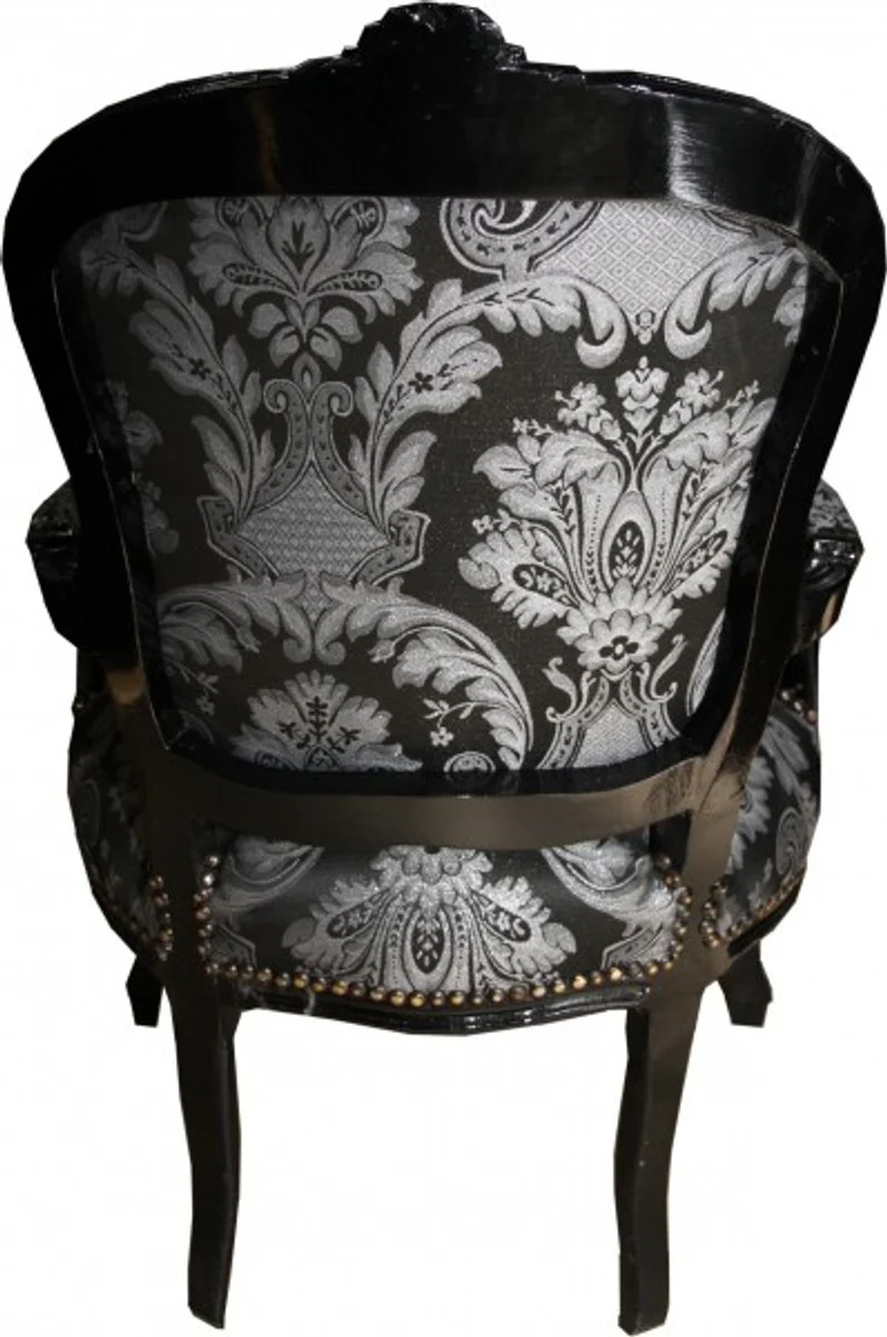 Baroque Salon Chair Black Pattern / Black - Antique Style Furniture