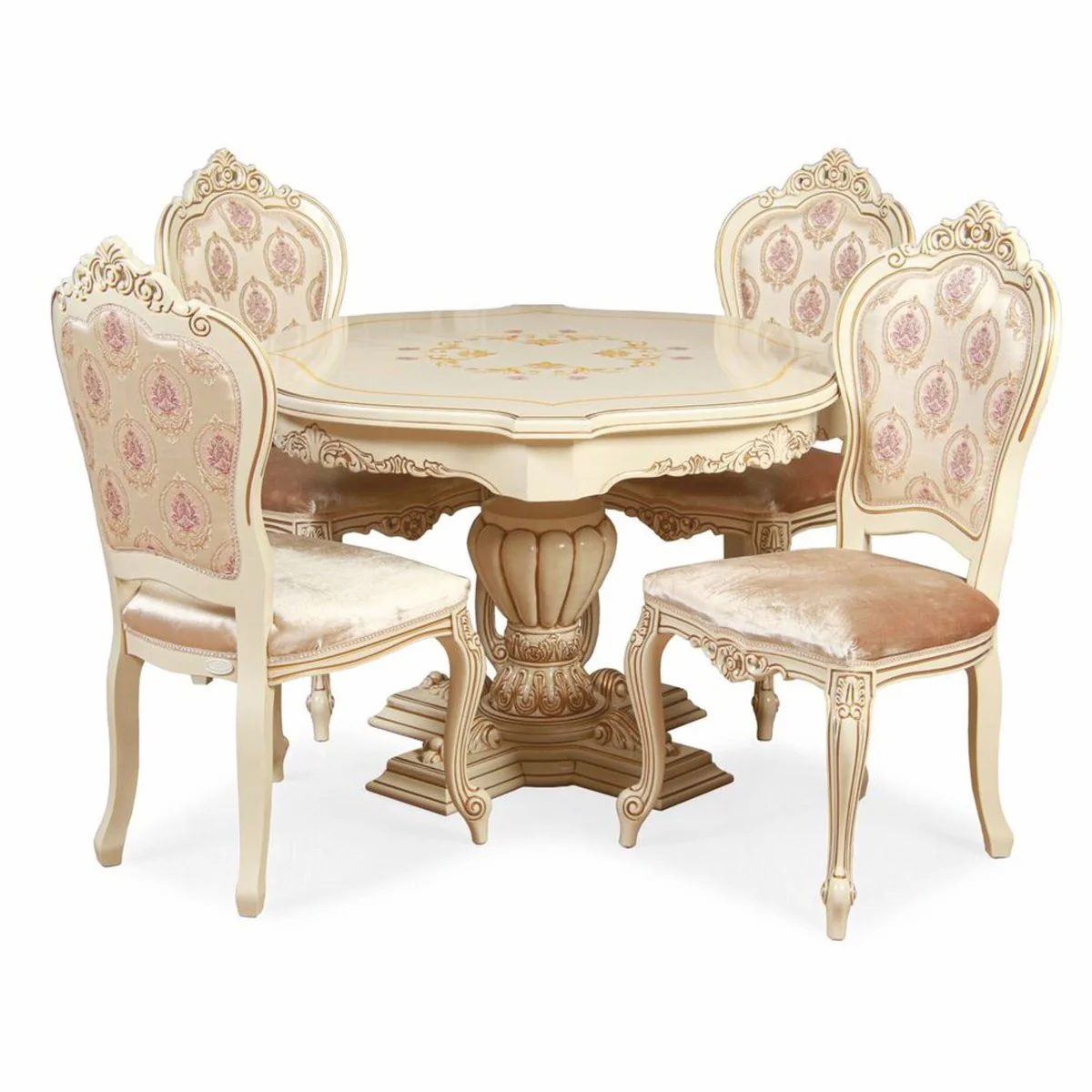 Luxury Baroque Dining Room Set Cream / Brown - Baroque Furniture