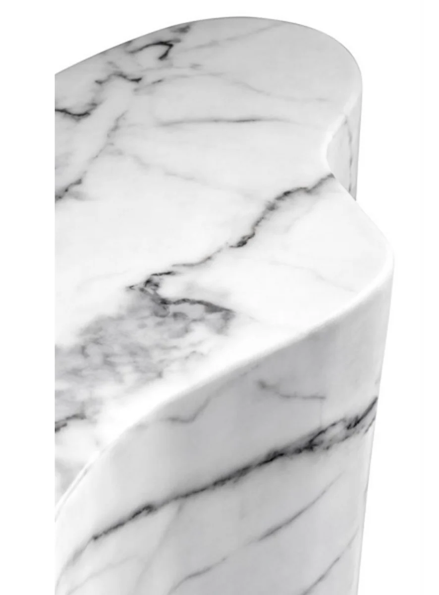 Luxury Art Deco designer side table made of white faux marble - Luxury designer side table