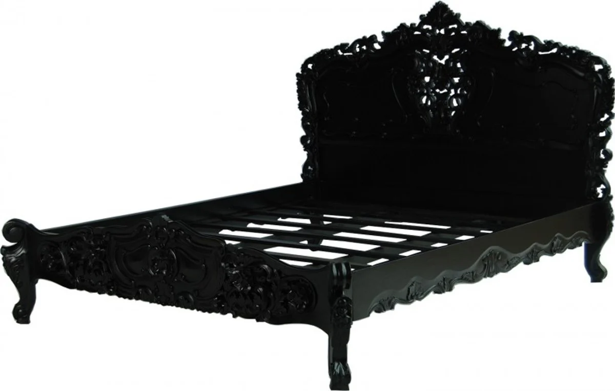 Baroque bed Pure Baroque Black 160 x 200 cm from the luxury collection by Casa Padrino