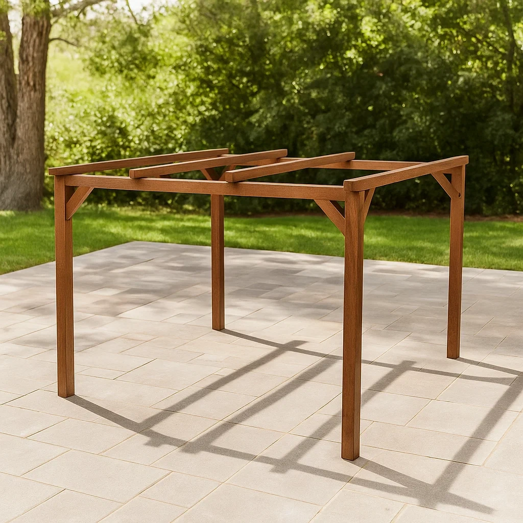 Rechteckige Pergola, Massivholzrahmen, naturbraun, ohne Dach, freistehend, 300 x 250 x 240 cm, für Garten oder Terrasse - gfneOlw2fkpK