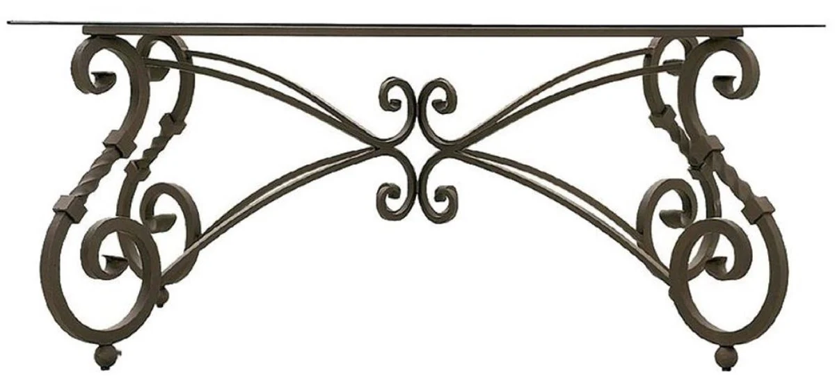 Luxury Baroque Dining Table Base Brown - Hand-Forged Wrought Iron Frame - Dining Room Garden Patio Furniture