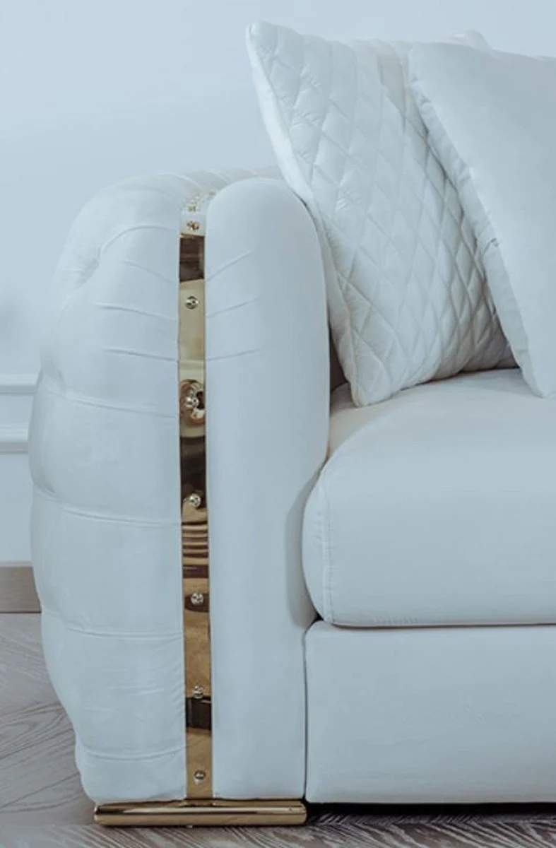 Luxury sofa white / gold 265 x 83 x H. 73 cm - Modern living room sofa - Living room & hotel furniture - Luxury collection
