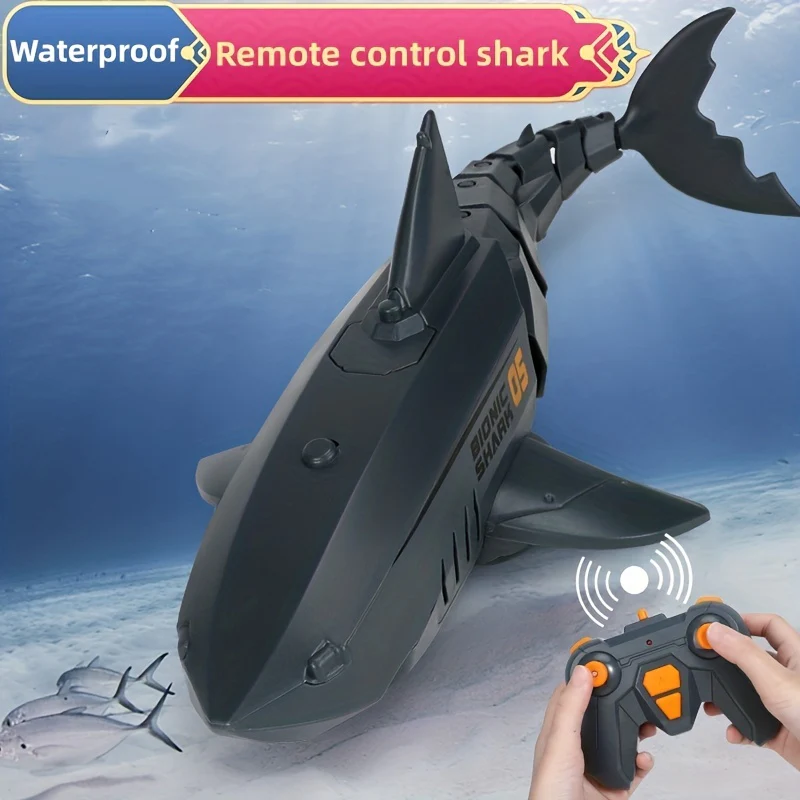 Simulation Elektrische Fernbedienung Licht Hai Wasser Spielen Schaukel Blau Meer Schnellboot Riesen Zahn Hai Mechanische Modell Spielzeug