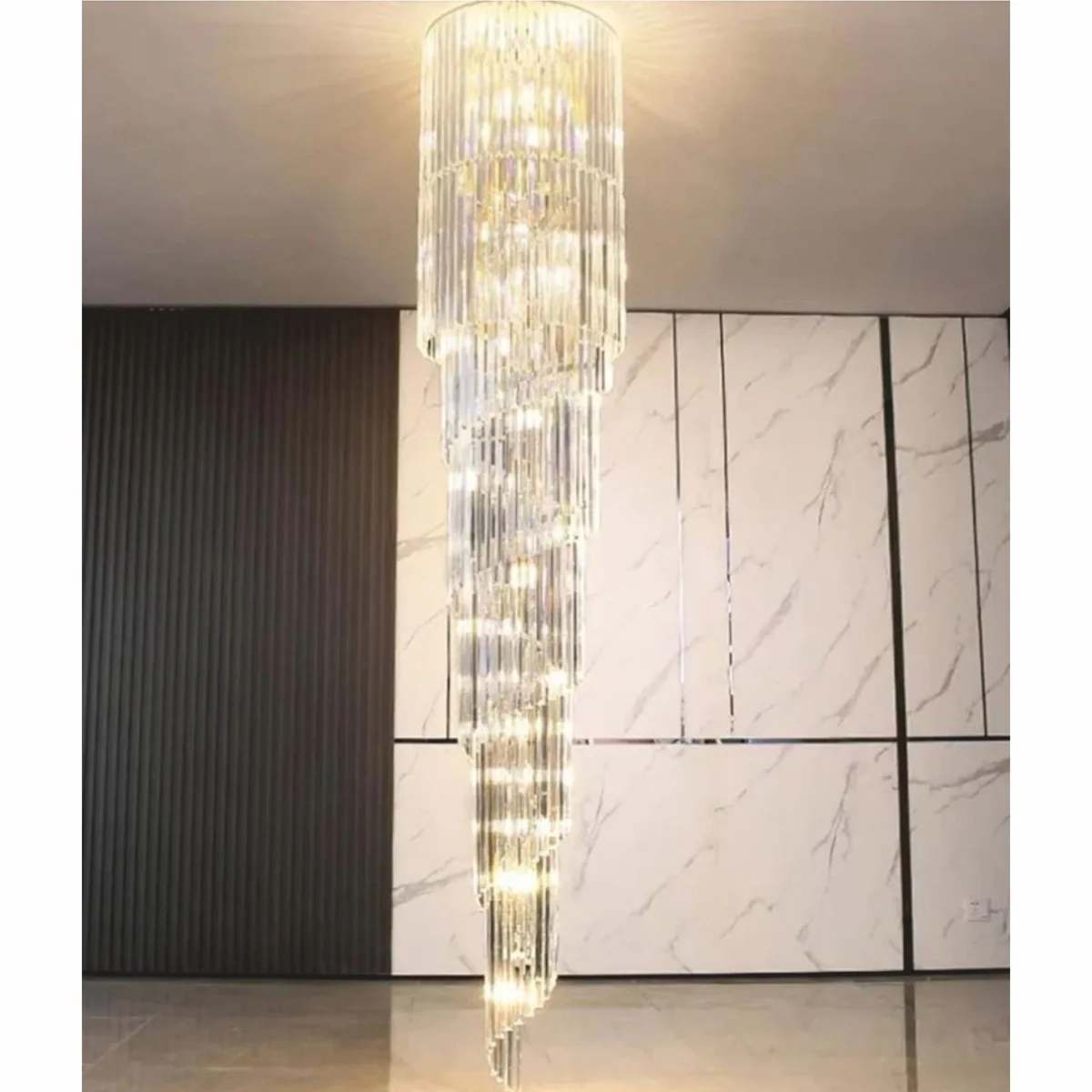 Luxury glass chandelier silver Ø 65 x H. 250 cm - Made in Italy