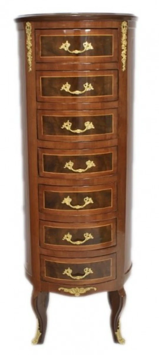 Baroque chest of drawers mahogany / gold with 7 round drawers - antique style