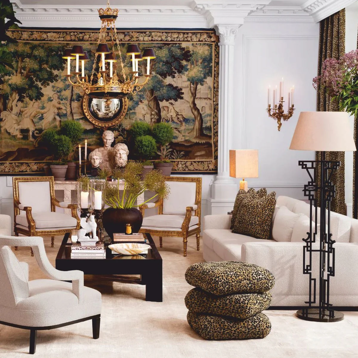 Luxury floor lamp matt black / beige H. 175 cm - Luxury Lights