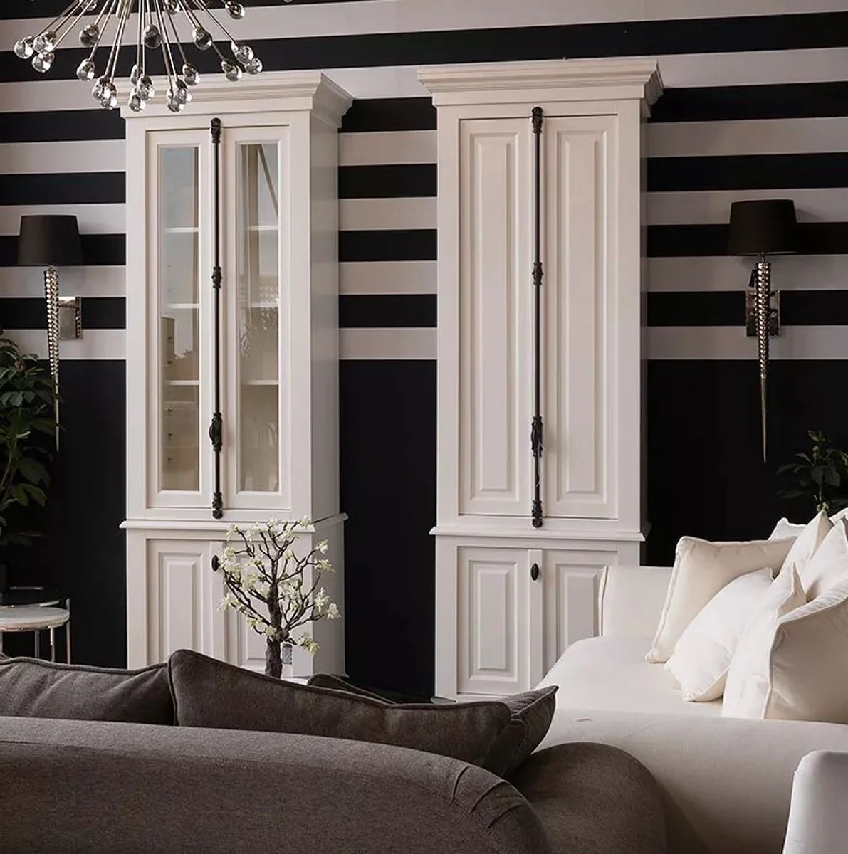 Solid wood cupboard white with generous storage space 48 x 88 x 245cm with 4 doors