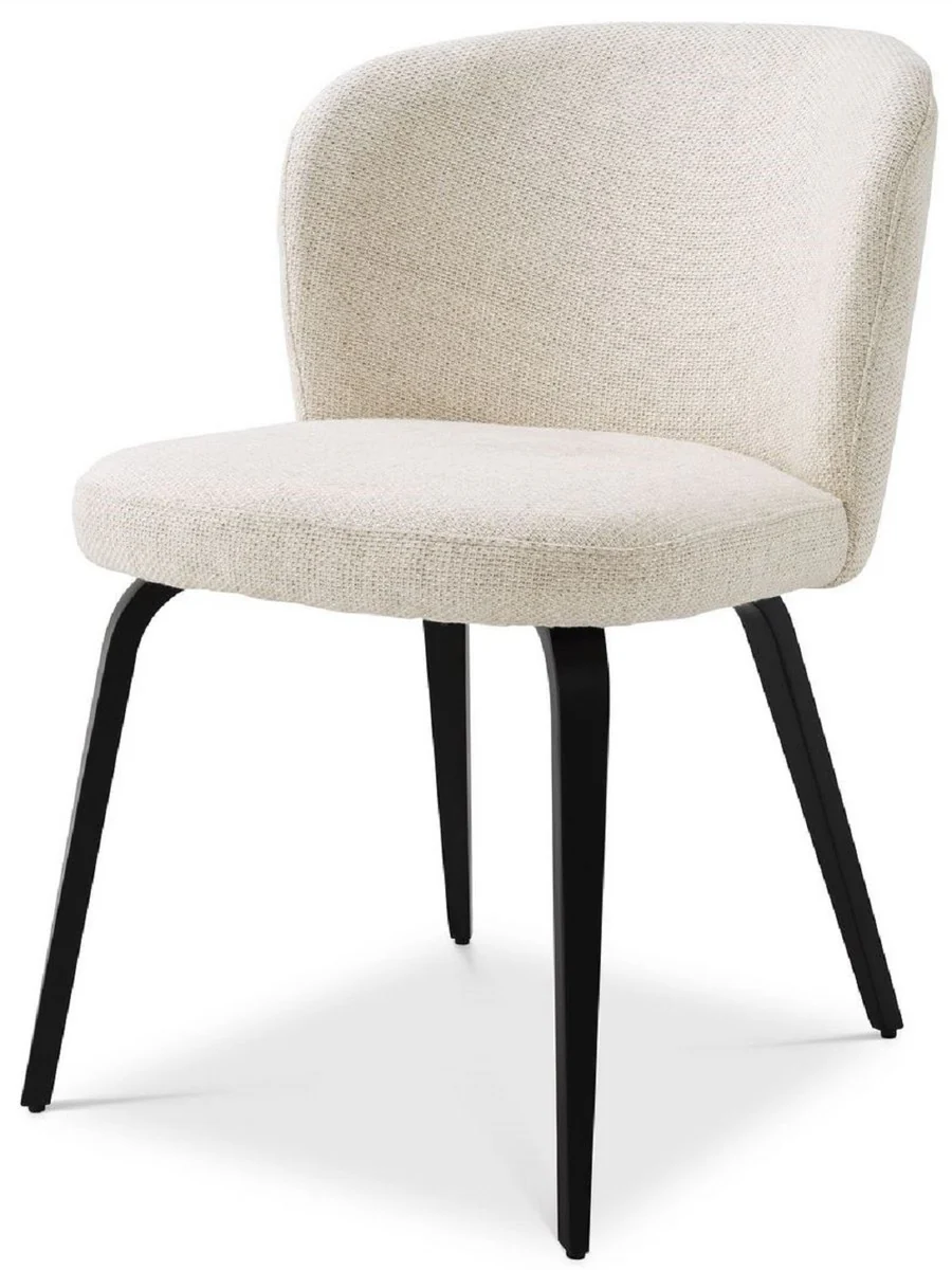 Luxury dining room chair natural color / black 57 x 69 x H. 81 cm - Padded kitchen chair in retro design - Luxury retro dining room furniture