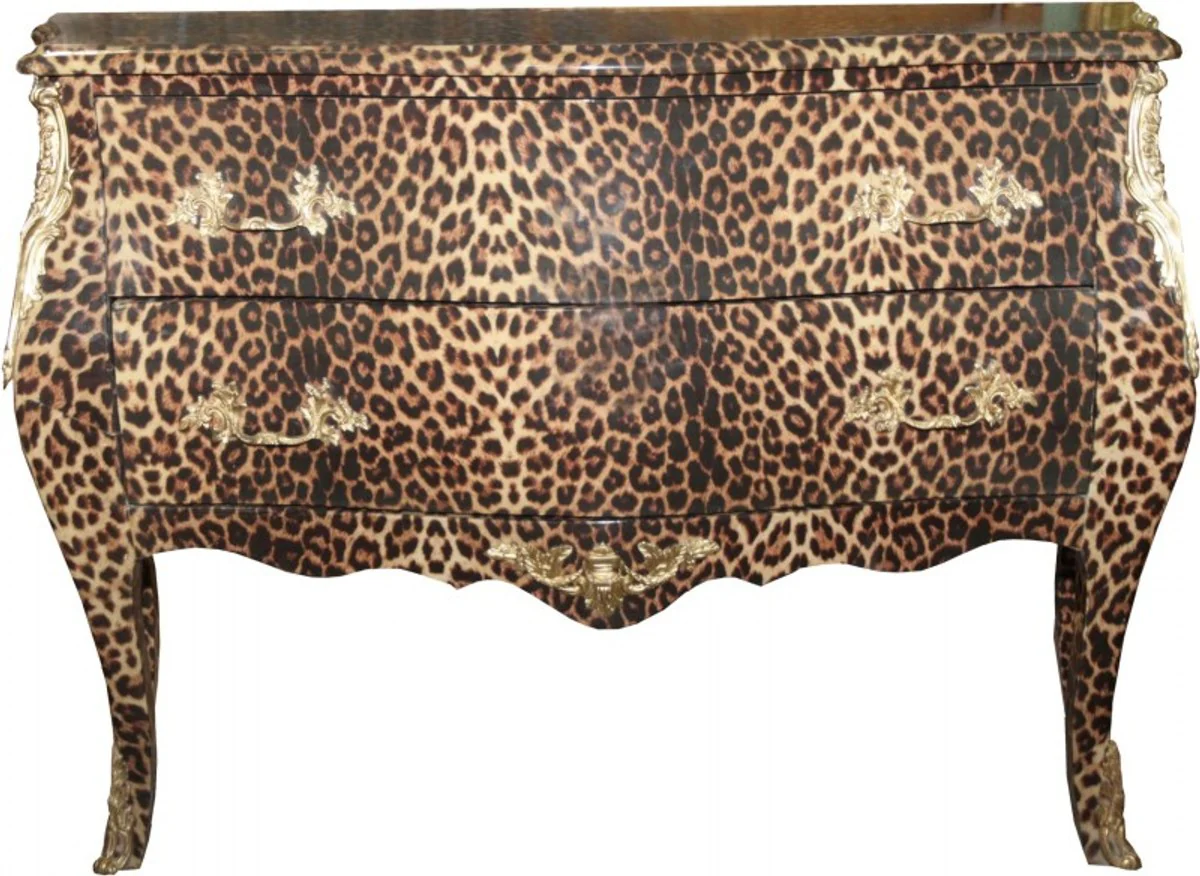 Baroque chest of drawers Leopard with golden metal applications 123 cm - Baroque furniture
