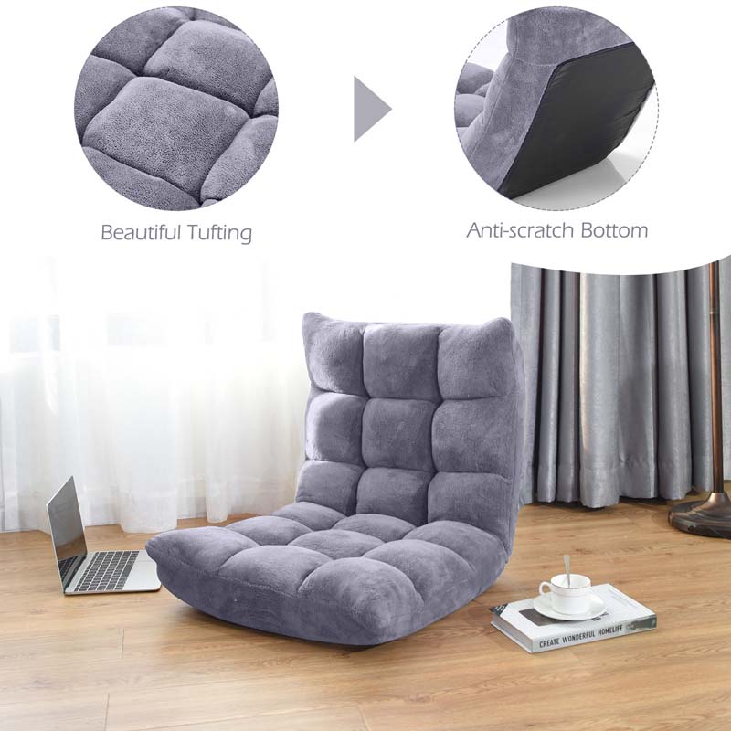 Memory Foam Floor Chair, 14-Position Adjustable Folding Gaming Sofa Chair with Back Support, Chaise Lounge Sofa Bed Recliner