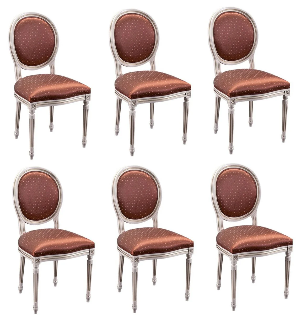 Luxury baroque dining room set cream / gold / orange 49 x 43.5 x H. 98 cm - 6 dining room chairs - dining room furniture