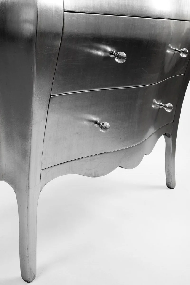 Luxury Baroque chest of drawers silver - Handmade solid wood chest of drawers with 3 drawers - Luxury furniture in the Baroque style - Baroque furniture - Baroque furnishings - Noble & magnificent