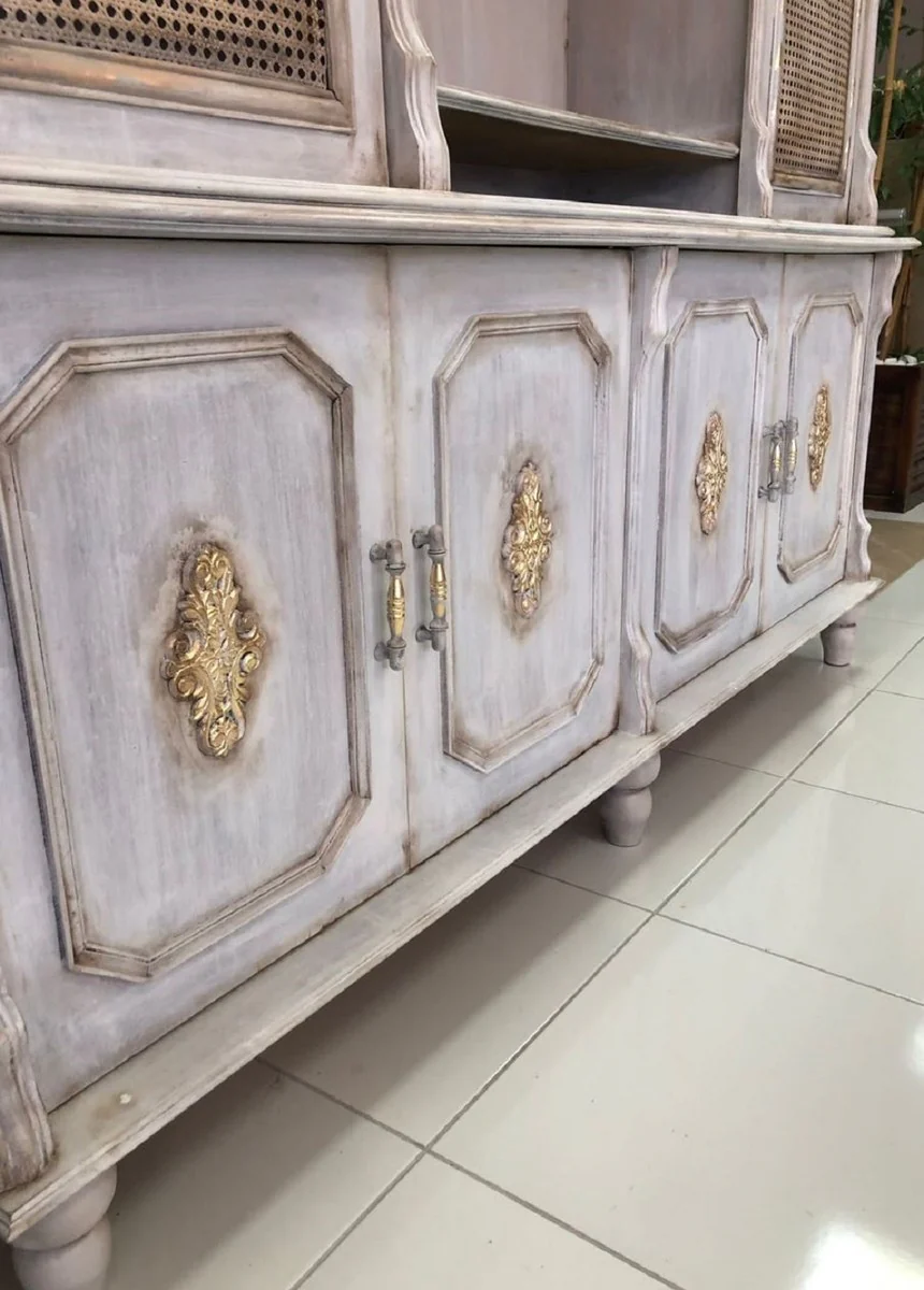 Luxury Baroque Dining Room Cabinet Antique Gray / Antique Gold