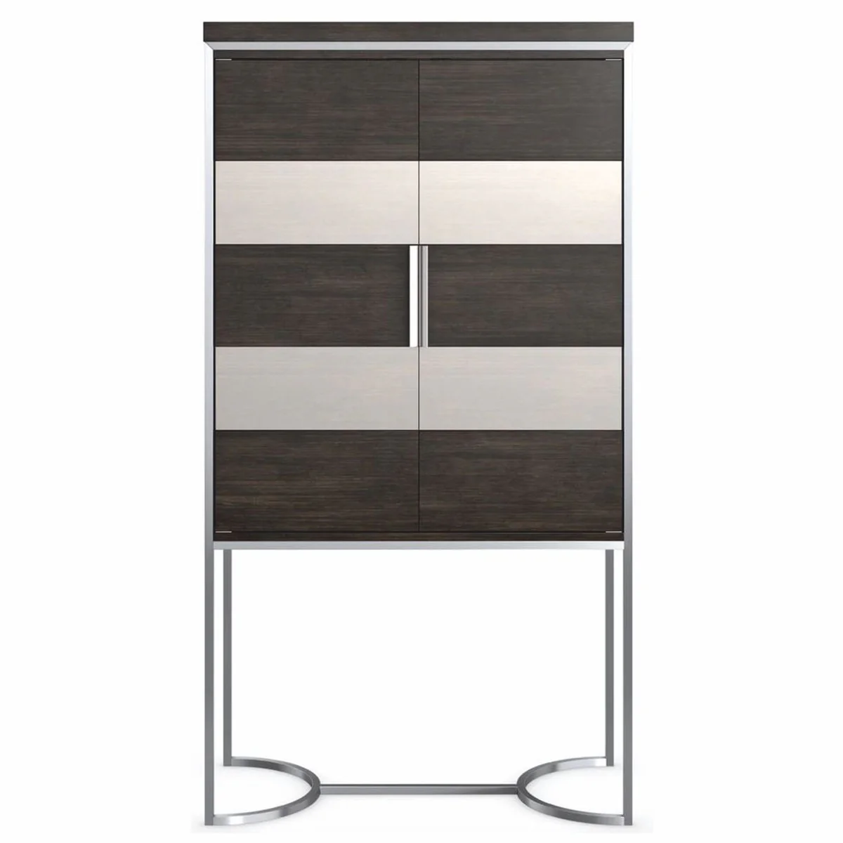 Luxus Barschrank / Weinschrank Braun / Silber H. 198 cm - Bar Möbel