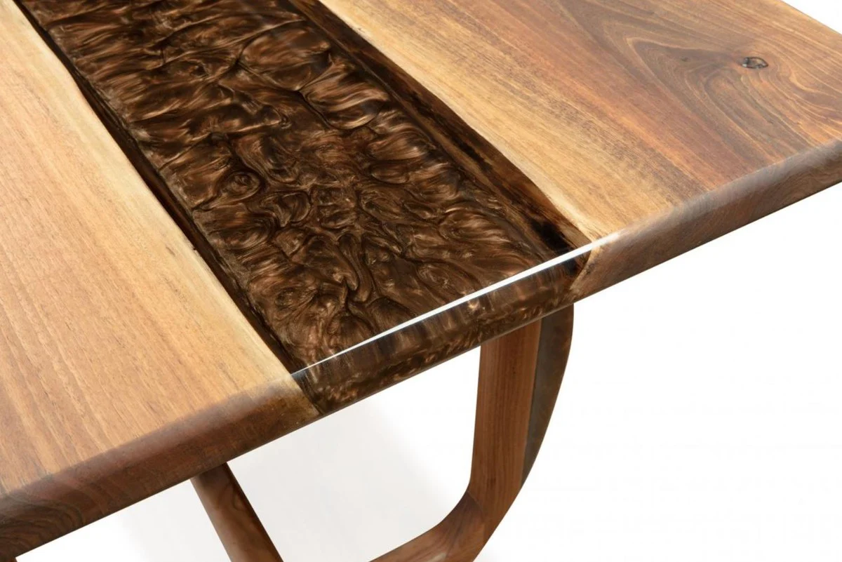 Luxury dining table brown 200 x 100 x H. 76 cm - Rectangular kitchen table with epoxy resin - Dining room furniture - Epoxy resin furniture - Luxury furniture