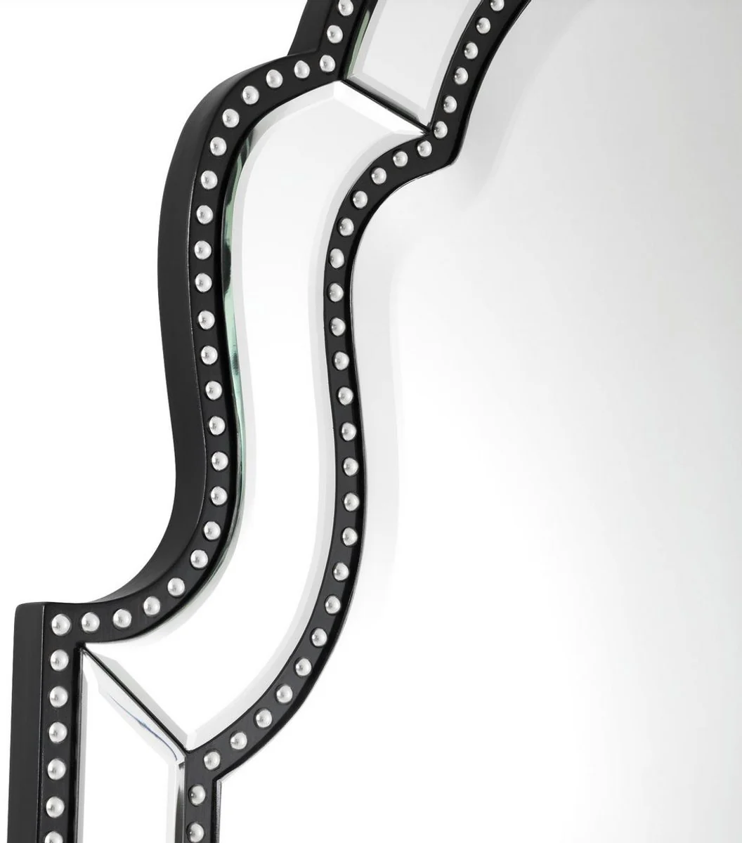 Luxury mahogany wall mirror black / silver 80 x H. 150 cm - living room mirror - cloakroom mirror - luxury collection