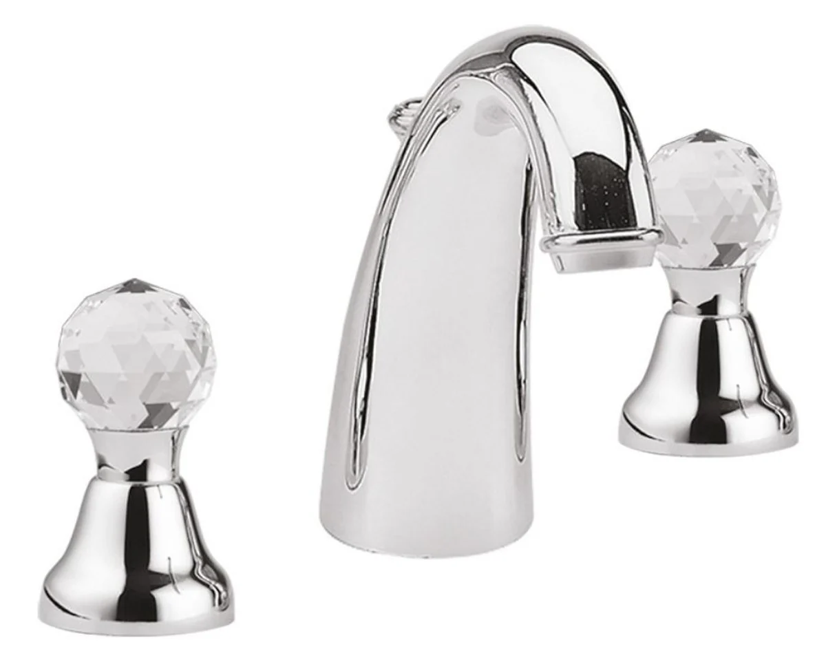 Luxury washbasin faucet / three-hole mixer with Swarovski crystal glass silver - luxury quality