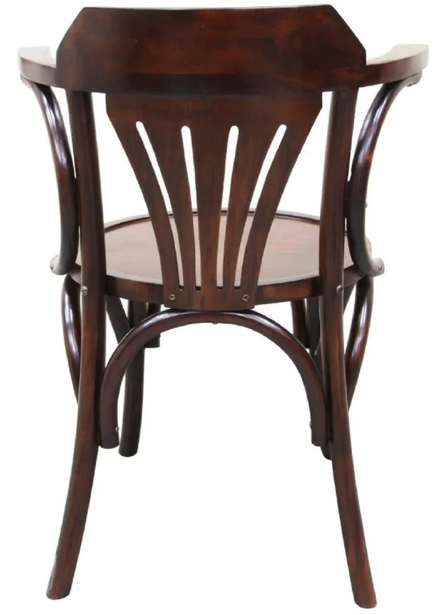 Luxury Art Nouveau mahogany dining room chair with armrests dark brown 59 x 50 x H. 82 cm - Solid wood kitchen chair - Baroque & Art Nouveau dining room furniture
