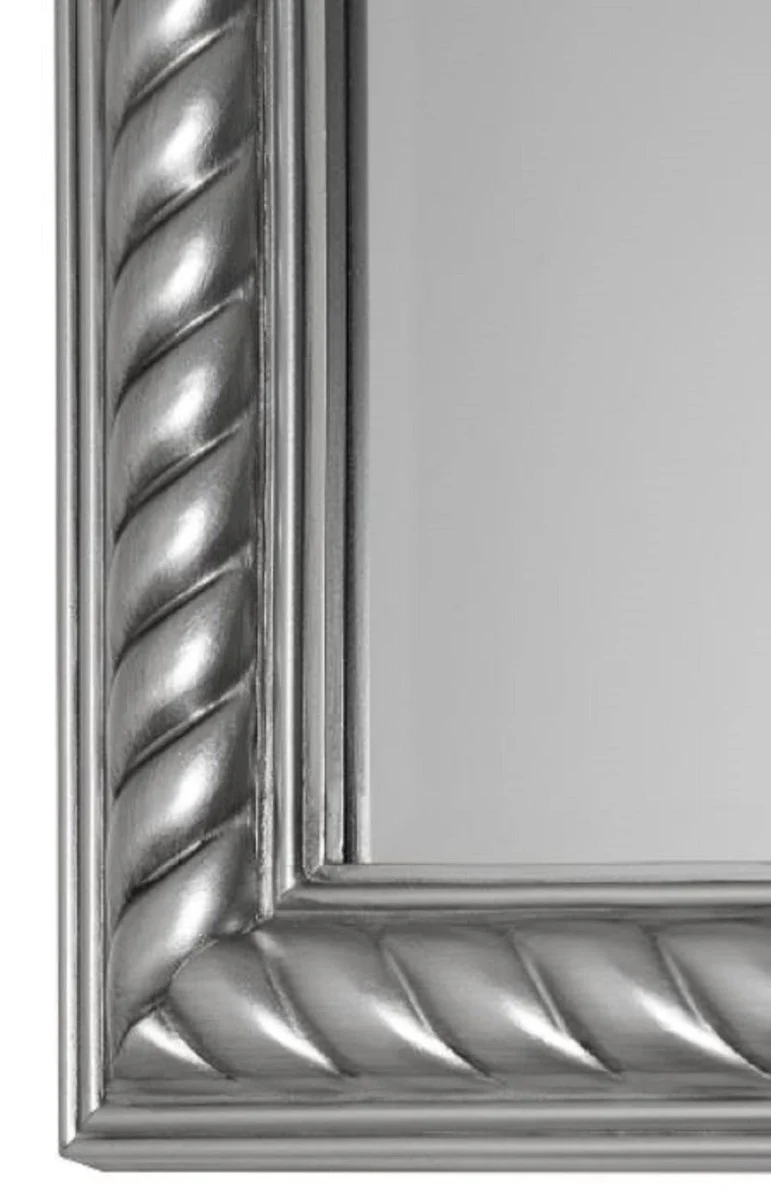 Barock Wohnzimmer Wandspiegel Antik Silber 72 x H. 162 cm - Handgefertigter Spiegel im Barockstil