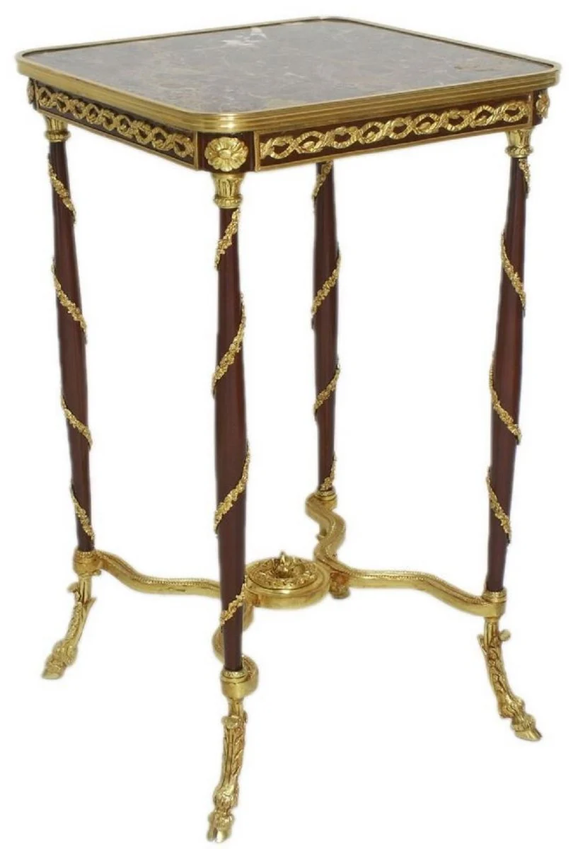 Baroque side table brown / gold / black 45 x 45 x H. 78 cm - handmade solid wood table in baroque style - baroque living room furniture