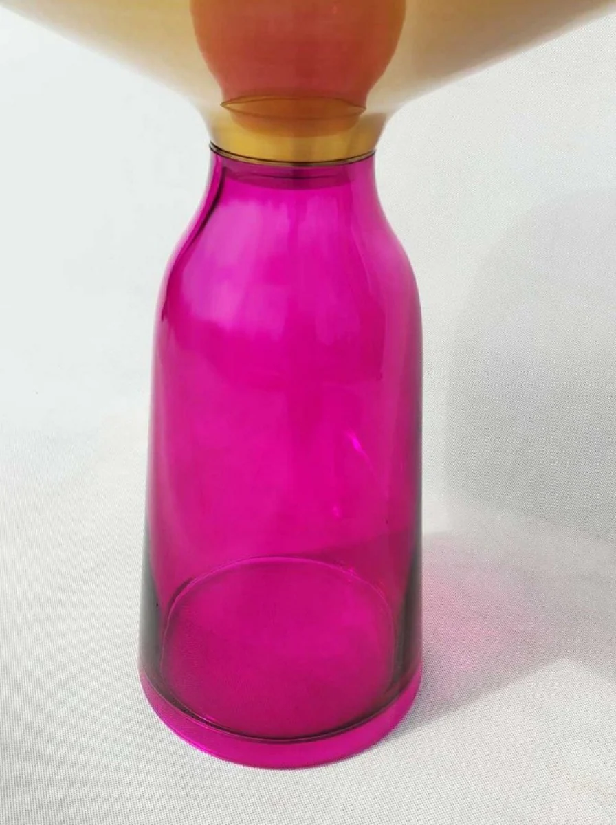 Luxury side table black / gold / purple Ø 50 x H. 53 cm - Round glass table - Living room furniture - Luxury furniture